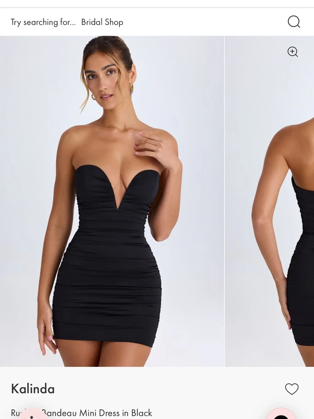 Ohpolly Kalinda Strapless V-Plunge Ruched Mini Dress black size 0